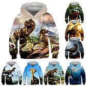 cheap Boy&#039;s 3D Animals-Kids Boys Girls Hoodie Pullover Cat Dinosaur Animal 3D Print Long Sleeve Kid Top Casual 2-12 Years Winter White Red Blue