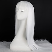 levne Syntetické trendy paruky-bílá paruka rovné bílé paruky pro ženy syntetické barevné platinové bílé paruky cosplay