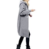 baratos Moletons e moletons-camisas de lã femininas com zíper moletom com capuz jaqueta de lã vintage streetwear confortável lã cor sólida moletom casual de rua com zíper bolso frontal com cordão manga comprida preto cinza claro