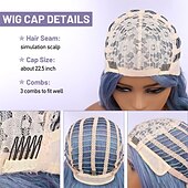 economico Parrucche trendy sintetiche-capelli lunghi blu ondulati parrucche per le donne parrucca corlorful misto blu verde grigio viola colore dei capelli parte centrale parrucche sintetiche in fibra resistente al calore capelli per la