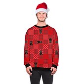 abordables Sudaderas y sudaderas con capucha divertidas-Papá Noel Gato Hombre de pan de jengibre Suéter de navidad Sudadera Hombre Mujer Navidad Navidad Carnaval Mascarada Nochebuena Adultos Fiesta Navidad Poliéster Cima