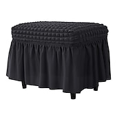 economico Fodera per poggiapiedi-fodera per pouf in spandex seersucker, fodera per poggiapiedi rettangolare elasticizzata bordeaux, fodere lavabili e sfoderabili per pouf contenitore, protezione in spandex alta per poggiapiedi