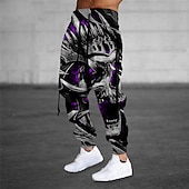 baratos Calças Desportivas-Homens Calças Esportivas Corredor Calças Com Cordão Bolsos laterais Cintura elástica Caveiras Estampas Abstratas Conforto Respirável Esportes Casual Diário Misto de Algodão Felpudo Roupa de rua