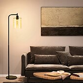 cheap Table&amp;Floor Lamp-LED Floor Lamp with Suspended Bubble Glass Shade and Unique LED Bulbs Suitable for Bedroom and Living Room Modern Vertical Industrial Lamp High Pole Lamp Suitable for Office