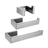 cheap Bathroom Accessory Set-Bathroom Accessory Set 3 Piece Stainless Steel,Wall Mounted Towel Bar,Toilet Paper Holder and Robe Hook,Bathroom Hardware Set(Black/Brushed Nickel)