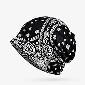 Недорогие Шапка-бини-Муж. Шапка-бини и шарф в комплекте Винно-красный Черный Акриловые волокна Трикотаж Два способа использования Спорт и отдых На каждый день на открытом воздухе Дом Повседневные Цветок / Растения