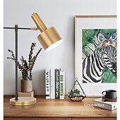 baratos candeeiro de mesa e chão-Lâmpada de mesa para leitura led 22.25 &quot;lâmpada de mesa de metal para escritório quarto sala de estudo sala de estar mesa de cabeceira lâmpadas de cabeceira latão acabamento de acento dourado 5w lâmpada incluída