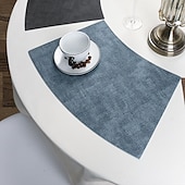 abordables Plaidemats &amp; Coasters &amp; Trivets-Manteles individuales de piel sintética para mesa redonda, 1 unidad, manteles individuales con forma de cuña, manteles redondos resistentes al calor para mesa de comedor, manteles impermeables de PU