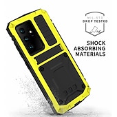cheap Samsung Cases-Phone Case For Samsung Galaxy S23 S22 S21 S20 Plus Ultra Note 20 Ultra A32 Full Body Case with Stand Holder Dustproof Military Grade Protection Solid Colored Armor Tempered Glass Metal Aluminium