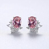 abordables Boucles D&#039;oreilles-Femme Clair Rose Diamant synthétique Boucles d&#039;oreille Clou Bijoux Fins Classique Précieux à la mode simple S925 argent sterling Des boucles d&#039;oreilles Bijoux Rose Pour Mariage Soirée 1 paire