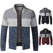 economico Maglioni Cardigan da uomo-Per uomo Cardigan Maglione Maglione in pile A coste Maglia Cerniera Lavorato a maglia Color Block Colletto Mao Top caldi Contemporaneo moderno Da tutti i giorni Per uscire Abbigliamento Autunno
