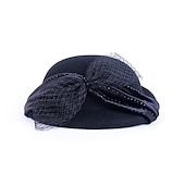 halpa Juhlapäähineet-Vintage-tyyli Tyylikäs 100% villa / Sametti hatut kanssa Ruseteilla / Koristehelmillä / Reunat 1kpl Kausaliteetti / Pyhäpäivä Päähine