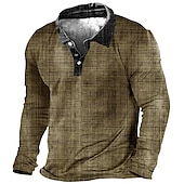 tanie Męska koszulka polo w stylu vintage-Męskie Plemienny Koszulki polo Koszula golfowa Długi rękaw Koszulki polo Koszule z kołnierzykiem Zabytkowe Codzienny Ubrania wakacyjne Ubrania festiwalowe Stroje na imprezę Druk 3D Guziki Granatowy