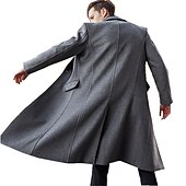 levne Pánský trenčkot-Pánské Zimní kabát Kabát Dlouhý trenčkot Venkovní Denní nošení Podzim zima Polyester Zahřívací Rüzgarlık Svrchní oděvy Oblečení Módní Šik ven Bez vzoru Klopa Dvouřadé