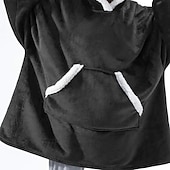 preiswerte Morgenröcke-Herren Schlafanzug Nachtwäsche Tragbare Decke Hoodie-Decke Einfarbig Modisch Einfach Plüsch Heim Polyester Warm Atmungsaktiv Kapuzenpullover Lange Robe Tasche Kapuzenpullover Winter Schwarz Rot Blau