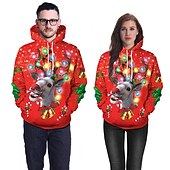 levne Vtipné vánoční mikiny a mikiny-Vánoce Sob Pes Písmeno Kapuce Animák Manga Anime 3D Grafika Pro Pro páry Pánské Dámské Dospělé Vánoce Karneval Plesová maškaráda 3D tisk