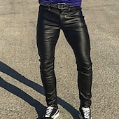 cheap Casual Pants-Men&#039;s Skinny Trousers Casual Pants Solid Color Comfort Breathable Full Length Daily Going out Streetwear Fashion Stylish Black White Micro-elastic