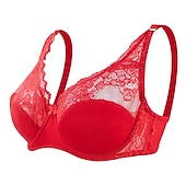 preiswerte BHs-Damen-Curve-Übergrößen, einfarbig, reine Farbe, Blumen-/Blumenspitze, Dessous, sexy, V-Ausschnitt, Winter/Herbst, transparente BHs, 3/4-Körbchen, Schwarz, Altrosa, Rot, große Größe, 85/38C, 90/40C,
