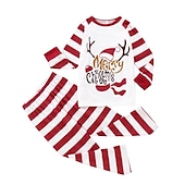 voordelige Pyjama&#039;s-Familie-look Kerst Familie Pyjama Pyjama  Gestreept Brief Huis Wit Lange mouw Mama En Ik Outfits Dagelijks Bijpassende outfits