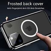 abordables Coques iPhone-téléphone Coque Pour iPhone 14 Pro Max Plus iPhone 13 12 11 Pro Max Adsorption Magnétique Avec Magsafe Double Face Antichoc Verre Trempé Métal