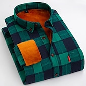 economico camicie di flanella-Per uomo Camicia di flanella Giacca camicia Sopracamicia Tartan Natale Streetwear Nero Rosso Blu marino Verde Manica Lunga Collo ripiegato Autunno &amp; Inverno Abbigliamento