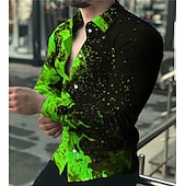 abordables Modèle 3D-Homme Flamme Chemise Chemise boutonnée manche longue Mode Design Décontractées du quotidien Vacances Sortie Printemps été Col rabattu Impression 3D Bouton bas Jaune clair Jaune Violet Vert