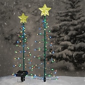 economico Luci di Natale-albero di natale con luci luci di via all&#039;aperto solare 50 led luci di palo a led lampade a stringa giardino esterno albero di natale in metallo 6 m / 19,7 pollici