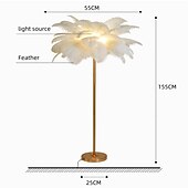 cheap Table&amp;Floor Lamp-Floor Light Standing Reading Lamp Modern Ostrich Feather Gold Floor Lamp Metal Bronze Nordic Standing Lamp Villa Hotel Decor Lighting Bedroom Bedside Floor Lamp Christmas gift
