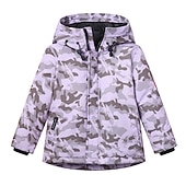 baratos Casaco de penas e parka para meninas-Infantil Para Meninas Plumagem camuflagem Moda Ao ar livre Algodão Casaco agasalhos 3-13 anos Inverno Preto Azul Roxo / Outono