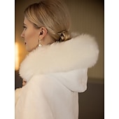 billige Pelssjal-Sjaler Bryllups Innpakninger Elegant Holder Varm Uten Ermer Hvit Fuskepels Høst Bryllup Innpakninger Med Ren Farge Bryllup Høst  Vinter Kjole å imponere
