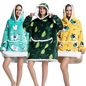cheap Wearable Blanket-Womened Blanket Wearable Blanket, Sleepwear Fleece Sherpa Blanket Sweatshirt with Pocket and Sleeves