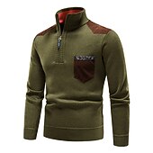 preiswerte Herrenpullover-Herren Pullover Fleece Pullover Pullover mit Viertelreißverschluss Gerippt Stricken Zip Strick Farbblock Troyer Halber Reißverschluss Basic warm halten Arbeit Freizeitskleidung Bekleidung Herbst