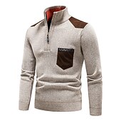 preiswerte Herrenpullover-Herren Pullover Fleece Pullover Pullover mit Viertelreißverschluss Gerippt Stricken Zip Strick Farbblock Troyer Halber Reißverschluss Basic warm halten Arbeit Freizeitskleidung Bekleidung Herbst