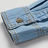 billige denimskjorter for menn-Herre Skjorte Dongeriskjorte Ensfarget utendørs Feriereise Blå Lyseblå Langermet Aftæpning Sommer Vår Klær Knapp ned