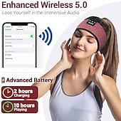 cheap On-ear &amp; Over-ear Headphones-Sleep Headphones Bluetooth Headband Wireless Music Eye Mask Thin Stereo Speakers Mic Handsfree Music Earbuds for Side Sleepers Running Insomnia Travel Yoga Sleeping Band
