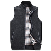 cheap Men&#039;s Cardigan Sweater-Men&#039;s Sweater Vest Cardigan Sweater Zip Sweater Fleece Sweater Knit Solid Color Classic &amp; Timeless Clothing Apparel Winter Lake blue Wine M L XL