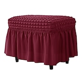 economico Fodera per poggiapiedi-fodera per pouf in spandex seersucker, fodera per poggiapiedi rettangolare elasticizzata bordeaux, fodere lavabili e sfoderabili per pouf contenitore, protezione in spandex alta per poggiapiedi