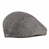 billiga Huvudbonader för herrar-Herr Platt mössa Tweed Keps Svart Kaffe Bomull Pärlor Splitsa Enkel Elegant och modernt Retro Gata Vardag Helgen Rand Bärbar Komfort Mode