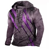 economico Felpa con cappuccio da uomo con lacci-Per uomo Color Block Stampe astratte Felpa con cappuccio Felpe Felpa Felpa con cappuccio pullover Manica lunga Felpa con cappuccio Con cappuccio Streetwear Stampa 3D Informale Giornaliero Sport Nero