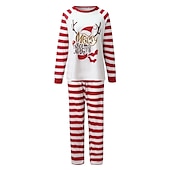 voordelige Pyjama&#039;s-Familie-look Kerst Familie Pyjama Pyjama  Gestreept Brief Huis Wit Lange mouw Mama En Ik Outfits Dagelijks Bijpassende outfits