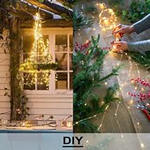 abordables Guirlandes lumineuses à brancher-Guirlande lumineuse élégante pour réception de mariage, fête, cascade, guirlande lumineuse à LED, 2 m, 200 LED, vignes, fil de cuivre, décoration d&#039;arbre de Noël, mariage, fête
