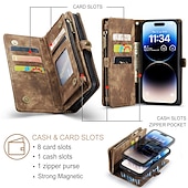 رخيصةأون جرابات آيفون-حافظة محفظة جلدية CaseMe لهاتف Apple iPhone 16 15 14 Pro Max 13 12 11 X XR XS Max 8 7 حافظة هاتف متعددة الوظائف قابلة للطي عتيقة مع حامل بطاقة