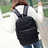 abordables Sacs à dos de Collège-Sac à dos en similicuir noir pour homme avec poche avant zippée – Sac élégant et imperméable pour ordinateur portable, idéal pour le travail, l&#039;université ou les déplacements quotidiens