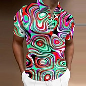 Homens Gráfico Camisas Polo com zíper Camisa de golfe Manga Curta Camisas polo Camisas de colarinho Casual Roupas de férias Desgaste Rave Trajes de festa Impressão 3D Polo com fecho de correr de um baratos Polo Geométrico Masculino-Homens Gráfico Camisas Polo com zíper Camisa de golfe Manga Curta Camisas polo Camisas de colarinho Casual Roupas de férias Desgaste Rave Trajes de festa Impressão 3D Polo com fecho de correr de um