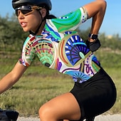 baratos Camisolas femininas-Mulheres Camisa para Ciclismo Manga Curta Moto Camisa / Roupas Para Esporte Blusas com 3 bolsos traseiros Ciclismo de Montanha Ciclismo de Estrada Respirável Secagem Rápida Pavio Humido Tiras
