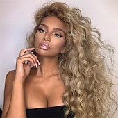 economico Parrucche trendy sintetiche-parrucche sintetiche lunghe ricci per le donne parrucca di repalcement dei capelli dell&#039;onda sciolta rosa bianca riccioli soffici parrucca del partito quotidiano parrucca ondulata lunga parrucche del