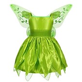 preiswerte Märchen-Motto-Kleider-Kinder Mädchen Tinker Bell Kostümkleid Schmetterling Partykleid Performance Party Grün asymmetrisch Kurzarm Kostüm Süß Kleider Frühling Sommer Regular Fit 3-10 Jahre