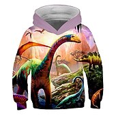 cheap Boy&#039;s 3D Animals-Kids Boys Girls Hoodie Pullover Cat Dinosaur Animal 3D Print Long Sleeve Kid Top Casual 2-12 Years Winter White Red Blue