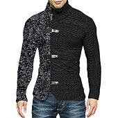 halpa miesten neuletakki-Miesten Neuletakki Joustin Neuloa Lyhyt Kudottu Pystykaulus Lämmittely Moderni nykyaikainen Arki-asut Bile Vaatetus 봄 &amp; Syksy Musta Valkoinen M L XL