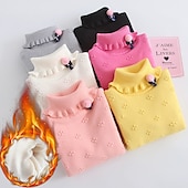 cheap Sweaters &amp; Cardigans-Toddler Girls&#039; Sweater Solid Color School Long Sleeve Active 7-13 Years Fall Black White Yellow